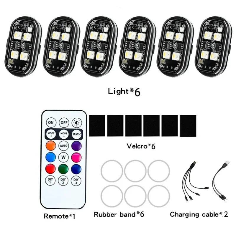 Wireless Light Aircraft Airplane Helicopter Warning Lights RGB Led Strobe lights Motorcycle Lights LED Flash with USB Charging Beauty World Shop