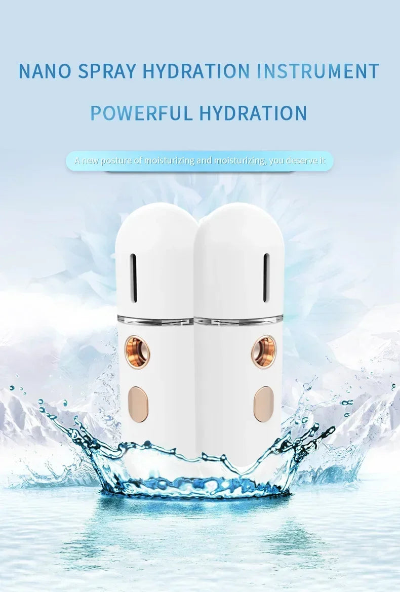 Mini Portable Humidifier Nano Mister Facial Steamer Device Beauty Spray Hydrating Apparatus Cold Spray Apparatus Rechargeable Beauty World Shop