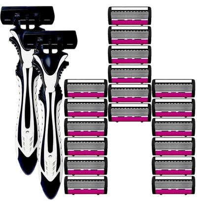 6-layer classic razor, razor set, stainless steel blade, manual safety razor, reusable blade, silicone anti-skid layer Beauty World Shop