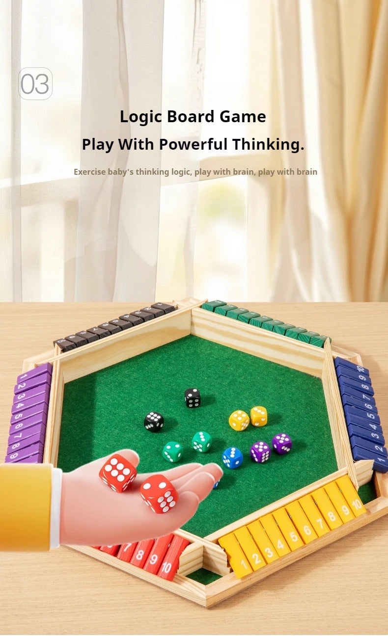 Six Sided Flipping Game, Wooden Number Game, Shut The Box Dice Game - Parent-Child Board Game, Bar Party, Leisure Gambling Game Beauty World Shop