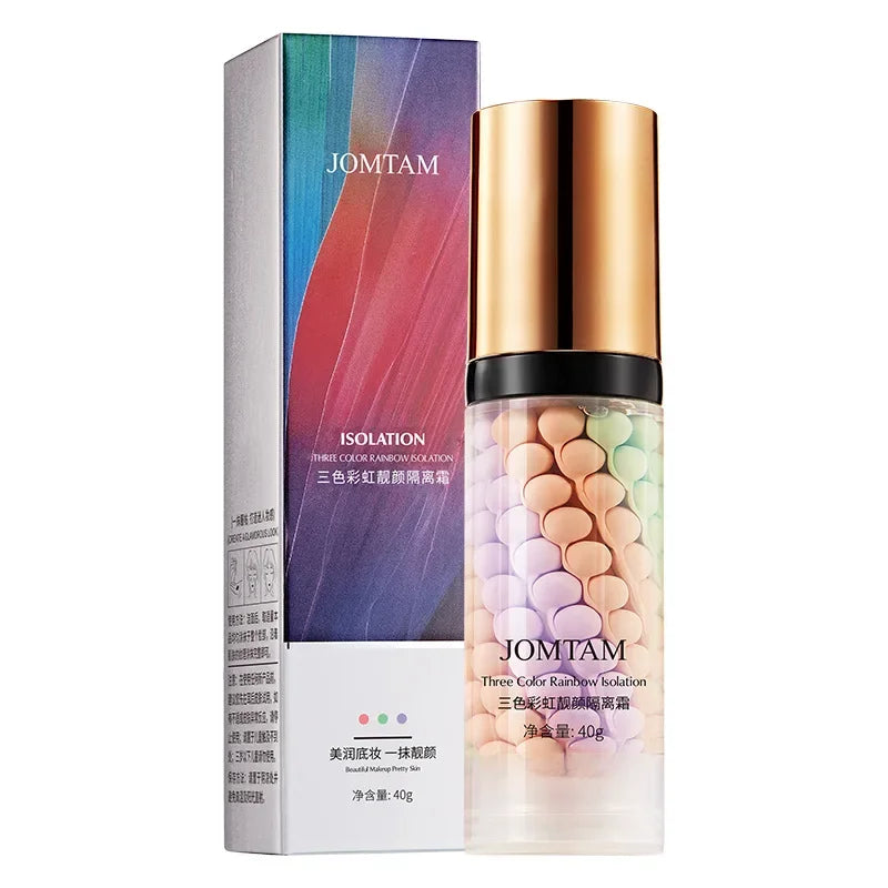 Face Makeup Primer Tri-color Cream Contour Color Isolation Waterproof Makeup Foundation Natural Makeup Base Cream 40g Beauty World Shop