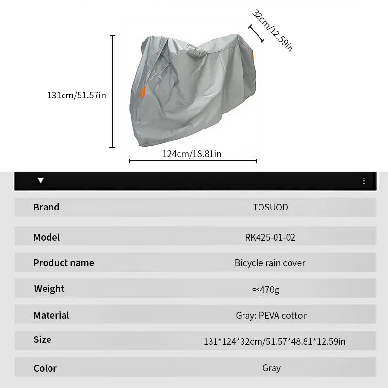 TOSUOD Waterproof Bike Cover with UV Protection, Outdoor All Weather Bicycle Cover for MTB Road Bike Rain Dust Prevention Beauty World Shop