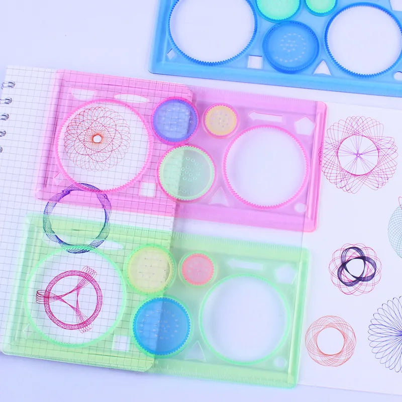 Geometry Spirograph Drawing Stencils Set Painting Template Art Crafts Creative Kids Educational Toy Variety of Flowers Ruler Beauty Fashion