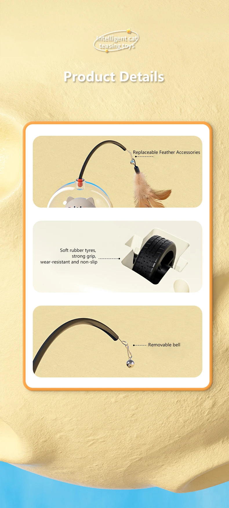 Smart Teaser Cat Toy Electric UFO Cat Teaser Stick With Bell Training Pet Toys Replaceable Feather Interactive Cat Supplies Beauty World Shop