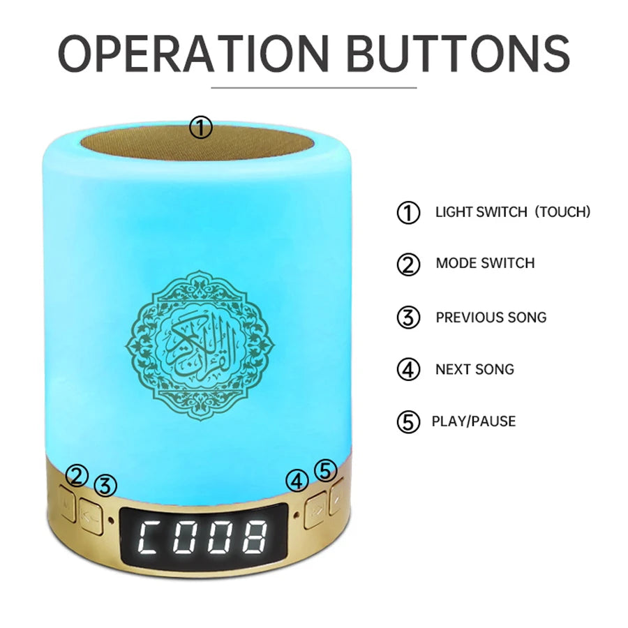 Holy Mini Bright Muslim Night Light Quran Lamp Box Koran Gift Azan Wireless Bluetooth Speaker Sound Portable Blutooth Music Home