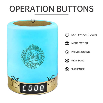 Holy Mini Bright Muslim Night Light Quran Lamp Box Koran Gift Azan Wireless Bluetooth Speaker Sound Portable Blutooth Music Home