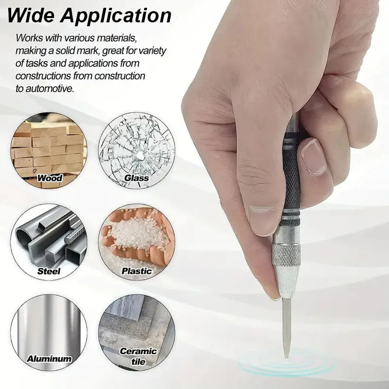 Auto Center Puncher Hole Marker Wood Metal Steel Spring Load Kerner Drill Locator Heavy Duty Punch Carpentry Automatic Hand Tool Beauty World Shop