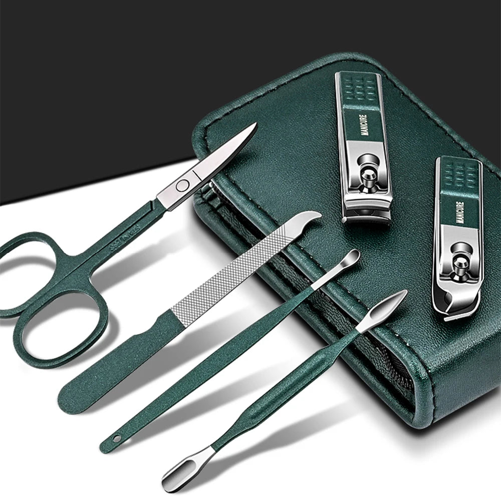 Ouriner 6-18Pcs Portable Manicure Sets Pedicure Kits Bright Black Nail Clipper Set Personal Care Tools Eyebrow Scissors Beauty World Shop