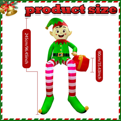 8FT Christmas Inflatables Outdoor Decorations, Christmas Inflatable Sitting Elf Christmas Yard Decorations Bliud-in LED Lights Beauty World Shop