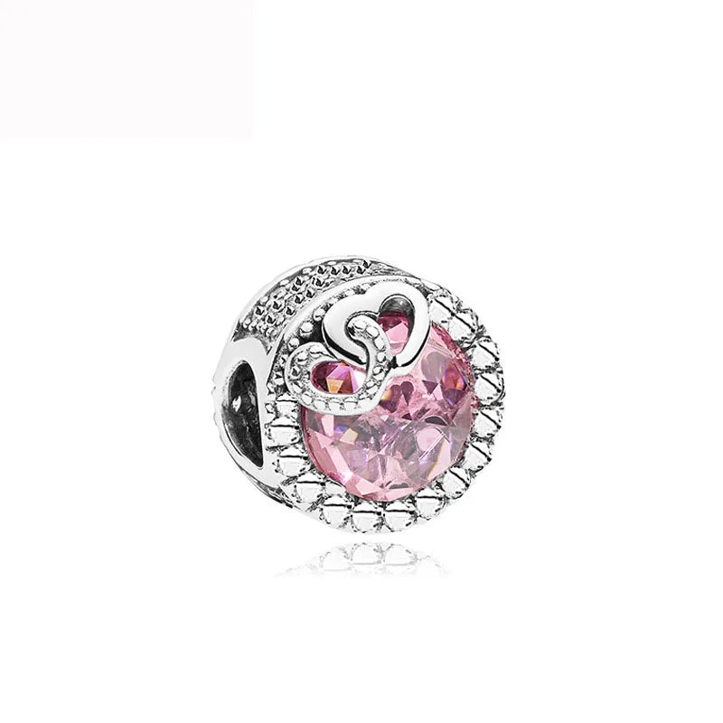 2025 Hot selling 925 Silver Pink Bird Moon Pendant Suitable for European Bracelets DIY Accessories Women's Charm Jewelry Gifts Beauty World Shop