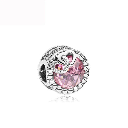 2025 Hot selling 925 Silver Pink Bird Moon Pendant Suitable for European Bracelets DIY Accessories Women's Charm Jewelry Gifts Beauty World Shop