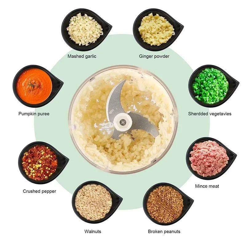 2027 250ml Mini Rechargeable Garlic Chopper Meat Grinder Durable and Sturdy Suitable for Crushing Garlic Chili Onions Minced Mea Beauty World Shop