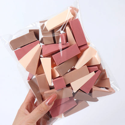 50 Pieces of Random Color Facial Curve Mixed Makeup Sponge, Latex-Free, Small Wedge-Shaped Smooth Application Beauty Sponge Applicator Beauty World Shop