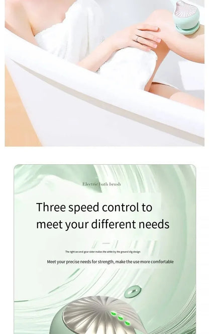 6 in 1 Electric Silicone Bath Brush Electric Back Scrubber 6 Brush Heads USB Rechargeable Rotating Shower Massager with 2 Speeds