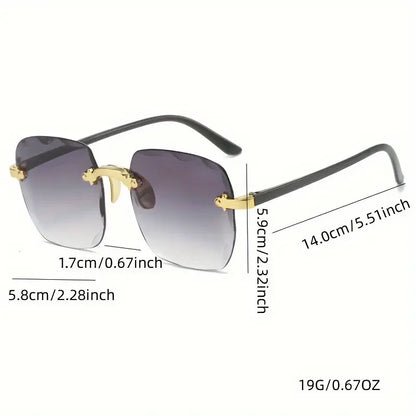 3PCS Square Rimless Sunglasses Women Luxury Brand Designer Summer Red Glasses Fashion Sun glasses For Men UV400 Shades Oculos Beauty World Shop