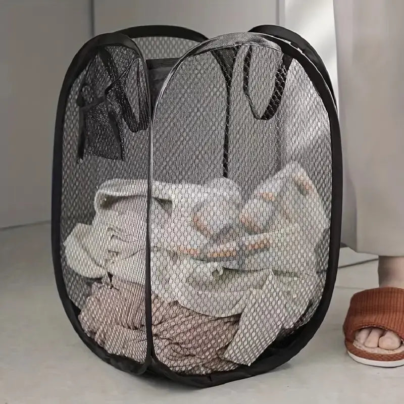Mesh Pop-up Laundry Basket, Laundry Basket, Foldable Dirty Clothes Storage Basket, Large Capacity Storage Basket Beauty World Shop