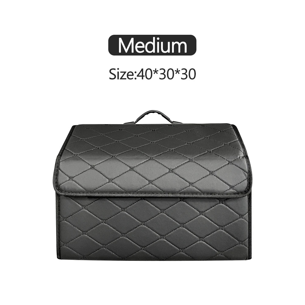 Car PU Leather Trunk Storage Box Portable Foldable Storage Car Multiuse Storage Car Trunk Bag Auto Storag Box Beauty World Shop