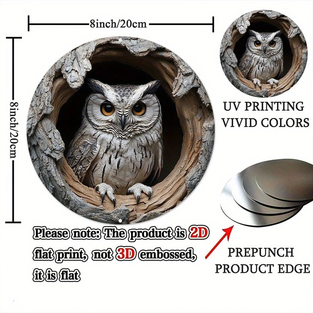 Contemporary Owl Wall Theme Round Wooden Home Kitchen Garden Club Garage Office Wall Decor Ideal Holiday Gift 8 inch Beauty World Shop