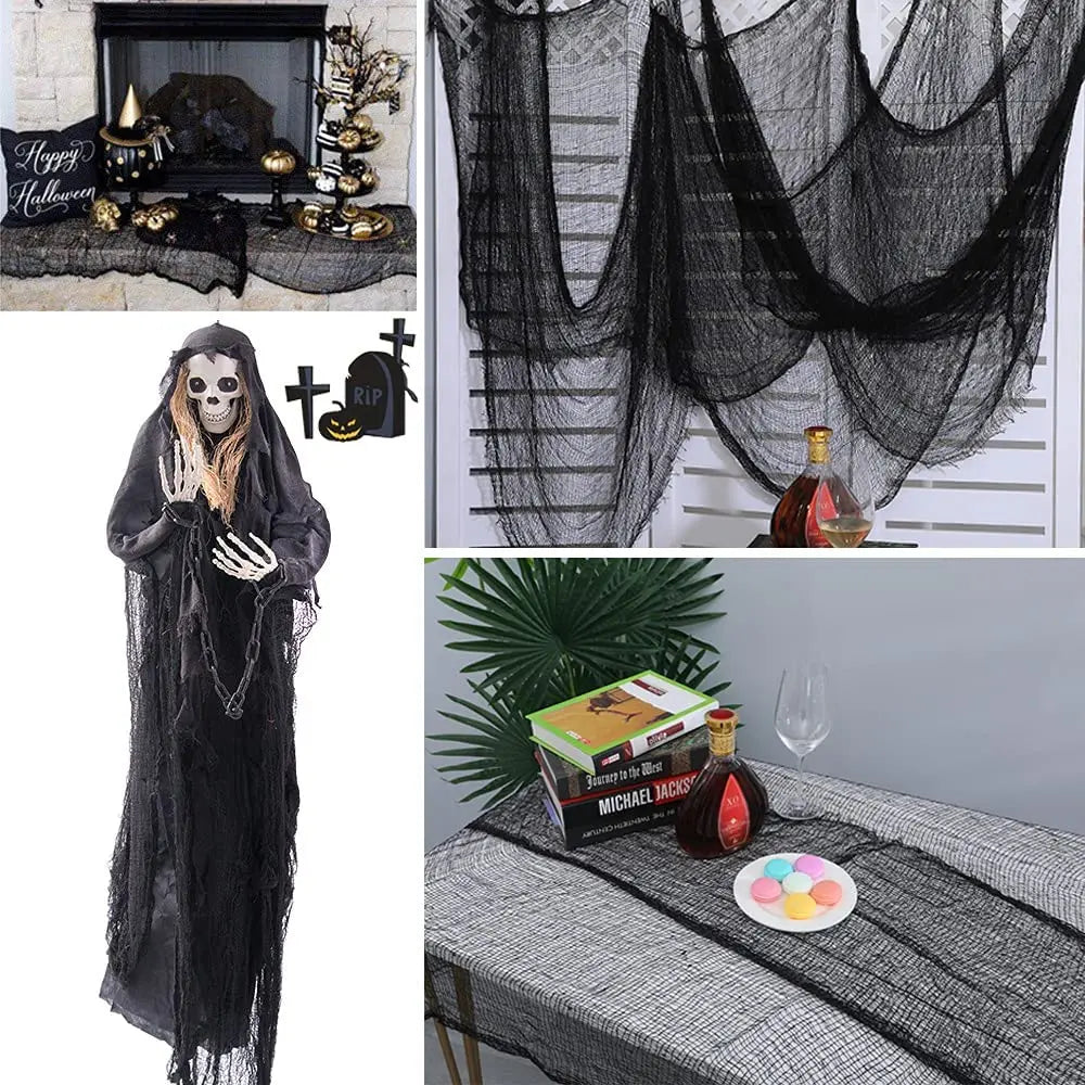 Horror Halloween Party Decoration Haunted Houses Doorway Outdoors Decorations Black Creepy Cloth Scary Gauze Gothic Props Beauty World Shop