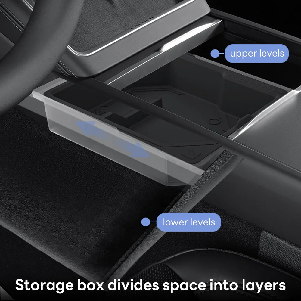For Tesla Model Y Juniper 2025 Launch Center Console Eyeglasses Storage Box Armrest Box Upper&Lower Silicone Pad Beauty World Shop