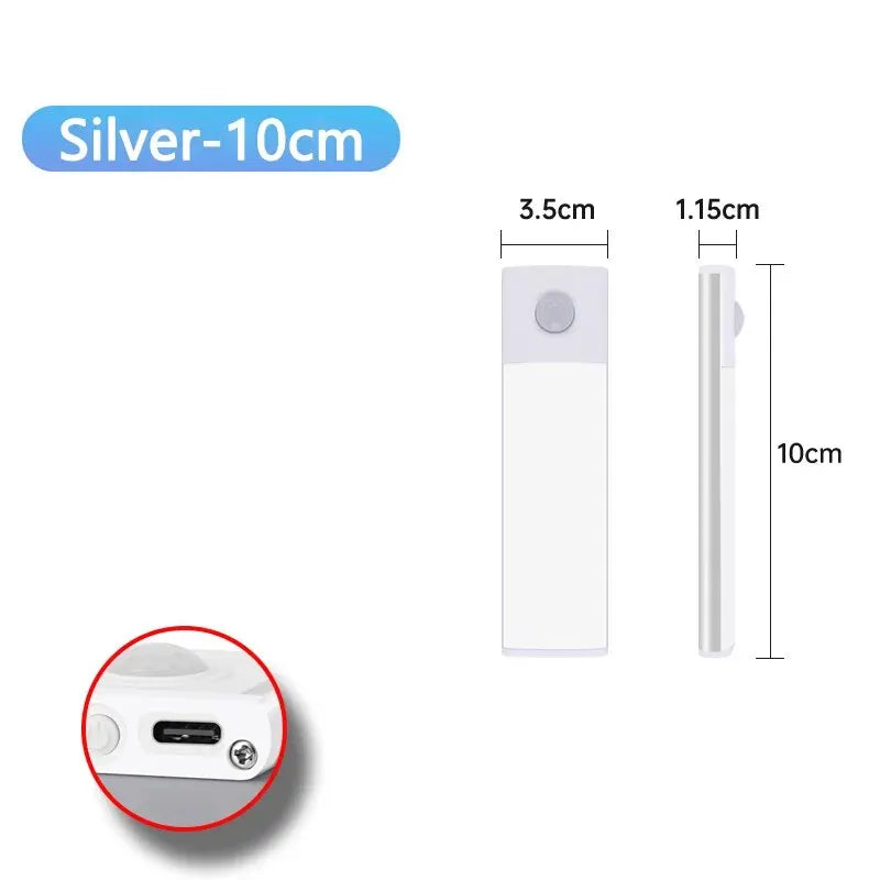 LED Cabinet Light USB Type-C Rechargeable Motion Sensor Led Lamp for Kitchen Wardrobe Cabinet Lighting 20cm/30cm/40cm/50cm/60cm Beauty World Shop