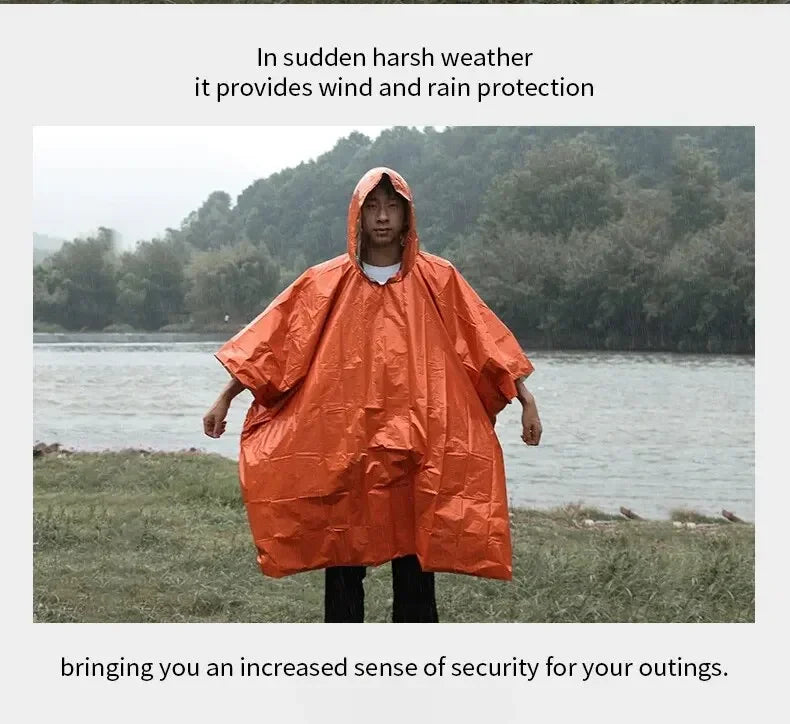Emergency Raincoat Poncho Waterproof Rainwear Blanket Survival Camping Equipment Cold Insulation Rainwear Camping Equipment Beauty World Shop