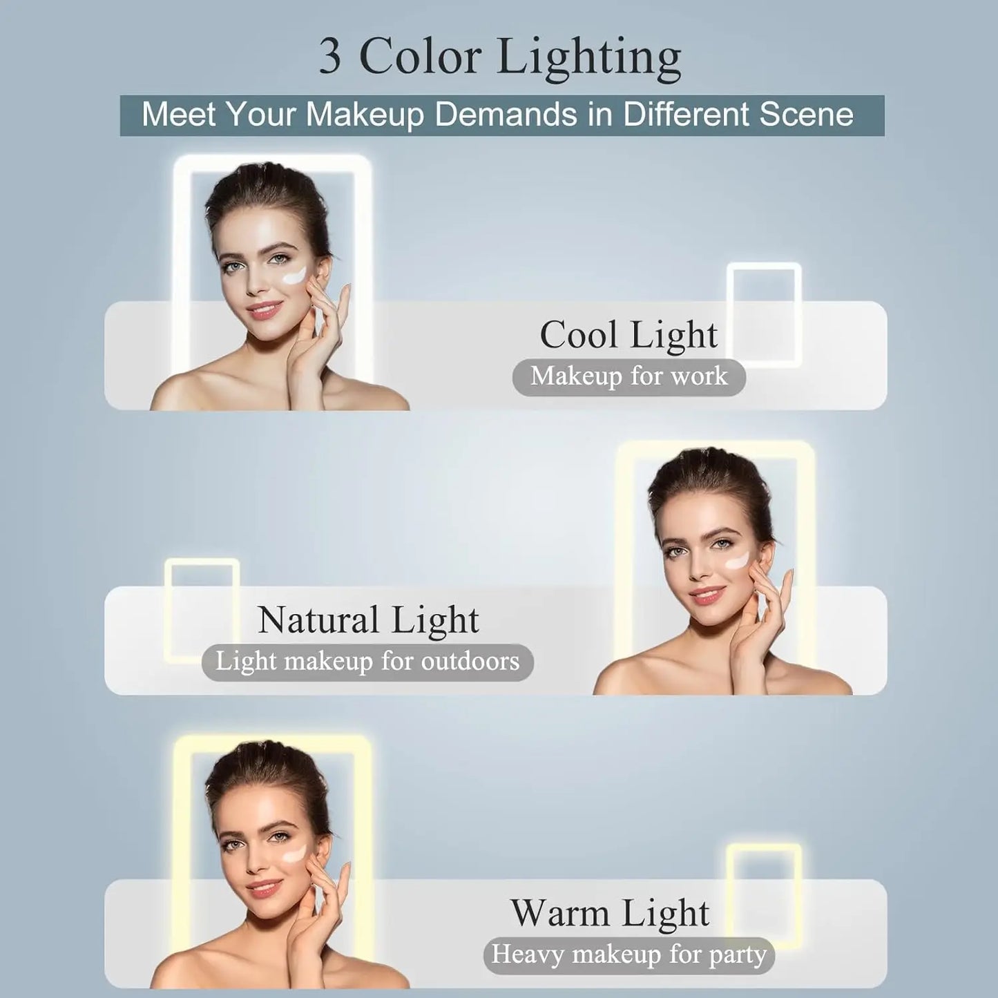 LED Folding Travel Makeup Mirror 3 Colors Light Modes USB Rechargeable Touch Screen Portable Tabletop Cosmetic Mirror Beauty World Shop