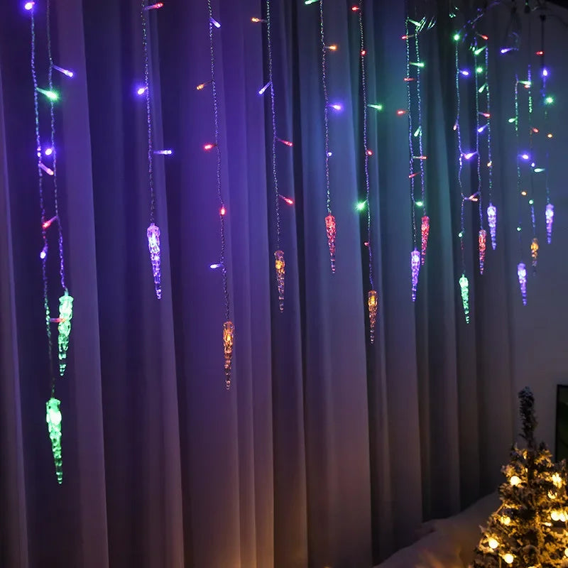Christmas Garland LED Icicle Curtain String Lights Droop Outdoor Garden Street Wedding Decorative lighting Steady on Beauty World Shop