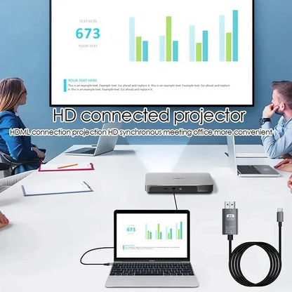 Typec to HDMI 4K 60Hz HD Video Conversion Cable Same Screen Cable TV Computer 2 Meters Braided Screen Projection Cable Packaging Beauty World Shop