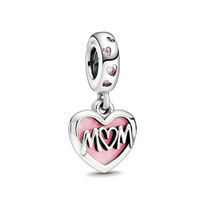 2025 Hot selling 925 Silver Pink Bird Moon Pendant Suitable for European Bracelets DIY Accessories Women's Charm Jewelry Gifts Beauty World Shop