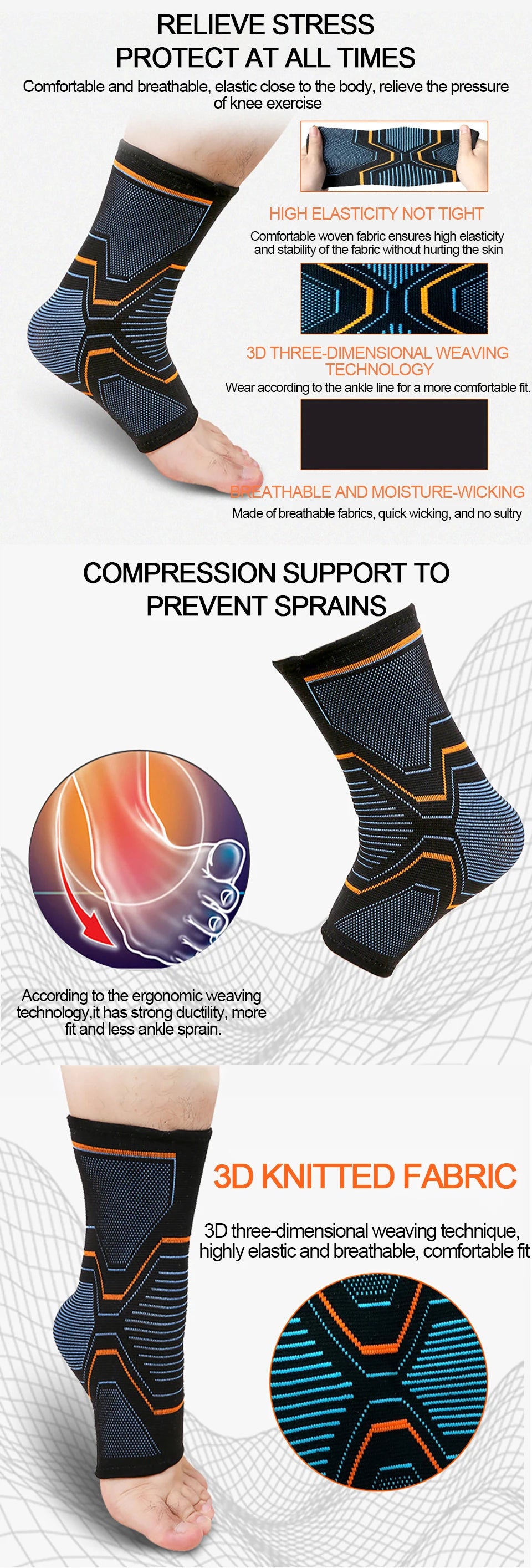 LOOGDEEL 1PCS Elastic Knitted Sports Ankle Support Brace Fitness Cycling Yoga Basketball Volleyball Foot Joint Ankle Protection Beauty World Shop