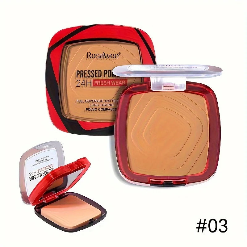 Matte Full Coverage Pressed Powder Foundation With Puff Applicator, 24H Fresh Wear Matte Weightless Finishing Powder Makeup Beauty World Shop