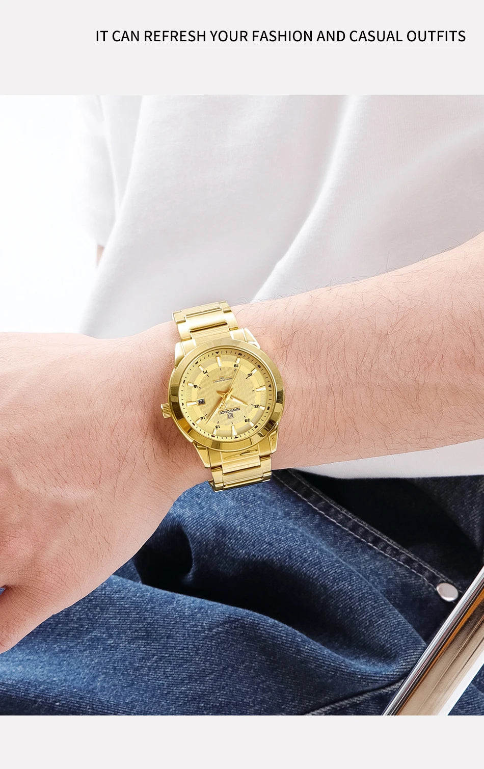 2024 Top Brand NAVIFORCE Mens Watches Stainless Steel Strap Casual Male Quartz Sports Wristwatch Luxury Waterproof Date Clock Beauty World Shop