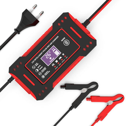 6A 12V Intelligent Car Battery Charger Car and Motorcycle Battery Charging Unit Lead-Acid Battery Repair LCD Display Beauty World Shop