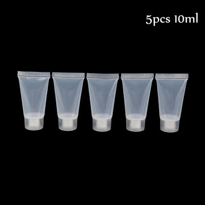 5pcs Squeeze Lotion Container Refillable Bottle Travel Pack Empty Matte Clear Tube Cosmetic Cream Lotion Shampoo Bath Beauty Trend Shop