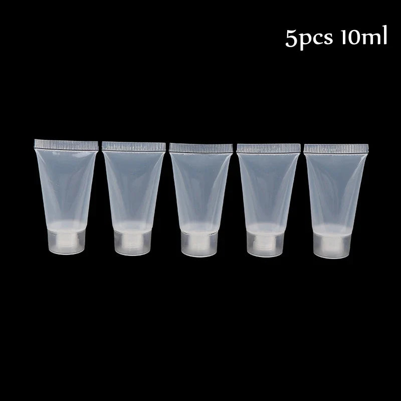 5pcs Squeeze Lotion Container Refillable Bottle Travel Pack Empty Matte Clear Tube Cosmetic Cream Lotion Shampoo Bath Beauty Trend Shop
