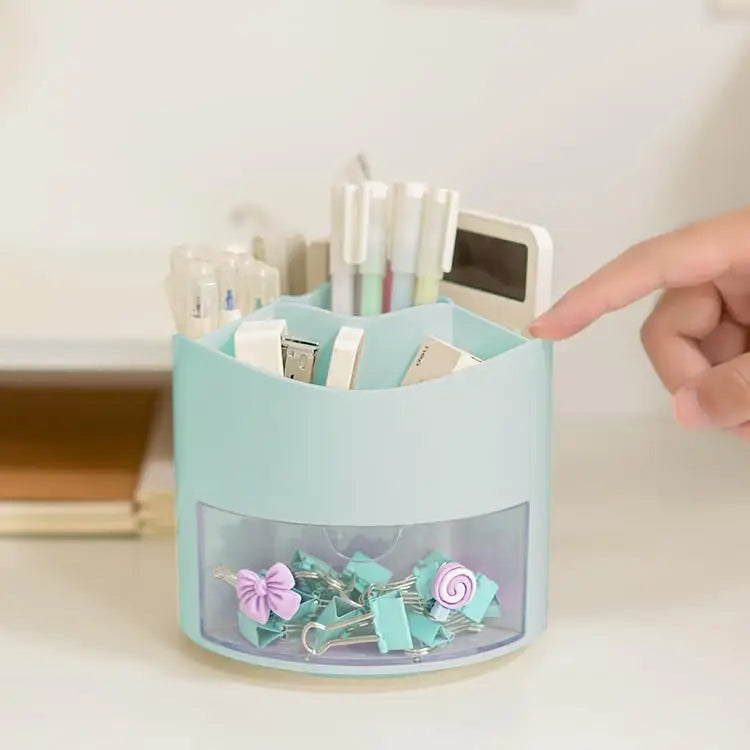 Cute Rotating Pen Holder Desktop Drawer Stationery Box Case School Office Desk Kawaii Stationery Storage Box Organizer Stickers Beauty World Shop