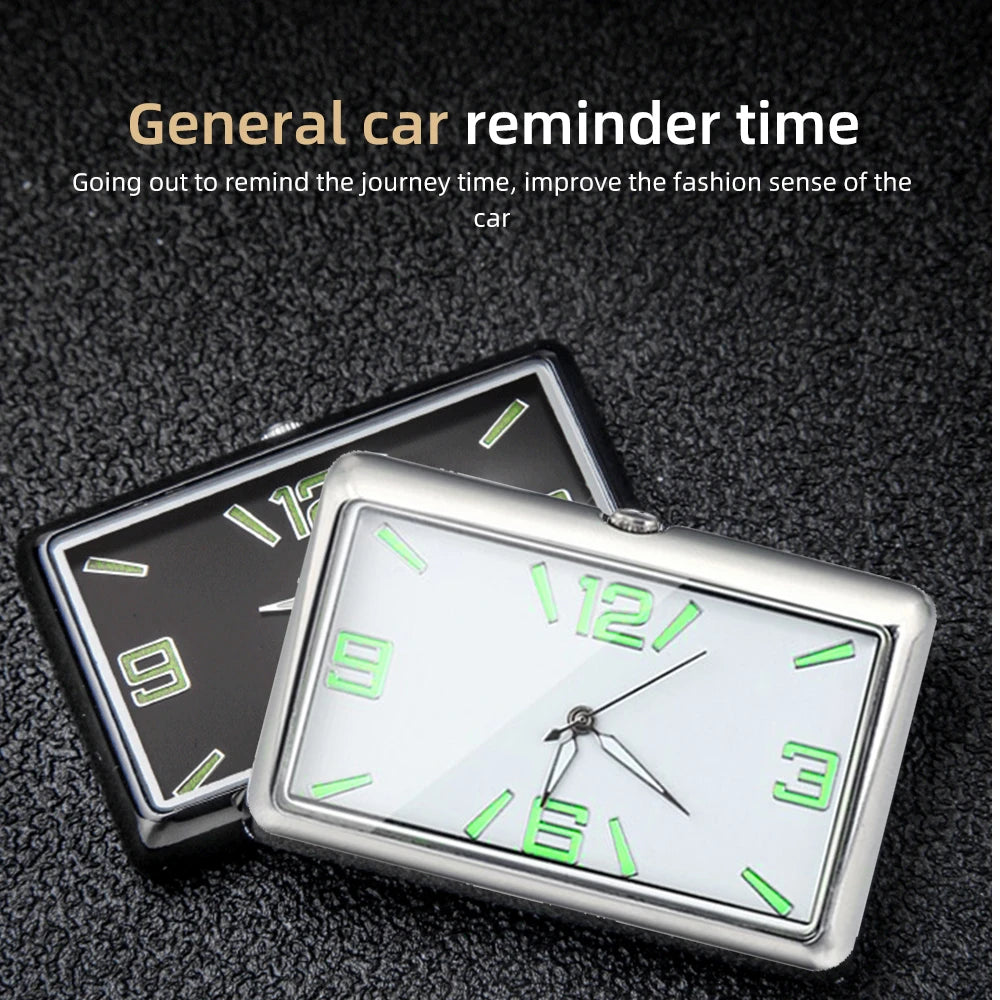 Auto Fashion Square Watch Car Clock Interior Decoration Self-adhesive Electronic Vent Clip Watch Automobile Quartz Clock Beauty World Shop