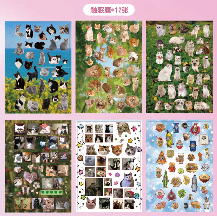Cute Pets Theme Sticker Book 30 Sheets/Bag with Ring Binding for Scrapbooking DIY Collage Material Background Decoration Beauty World Shop