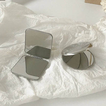 1pcs Portable Women Stainless Steel Makeup Mirror Hand Pocket Folded-Side Cosmetic Make Up Mirror Small Various Shapes Beauty World Shop