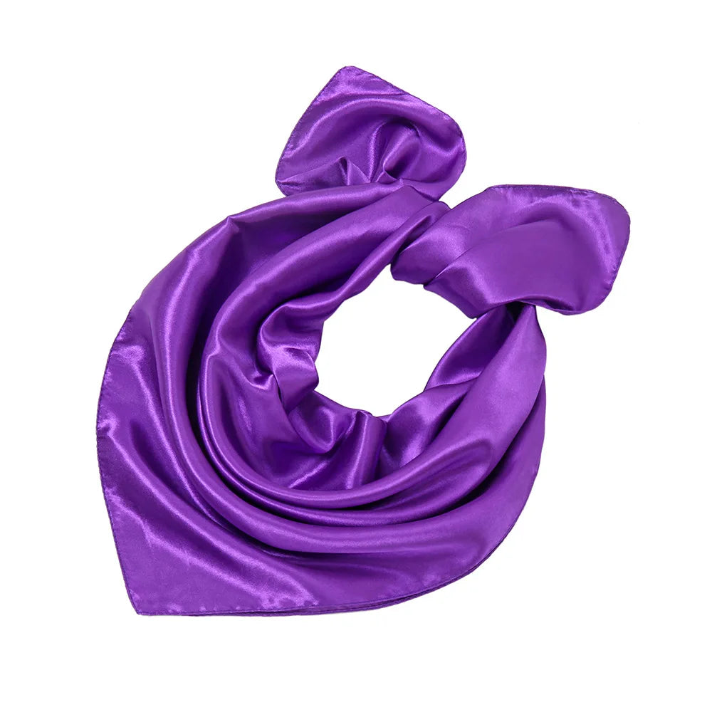 Women New Plain Satin Solid Color 60x60cm Square Scarf Girl Simulation Silk Performance Small Scarves Best Party Gift Beauty World Shop