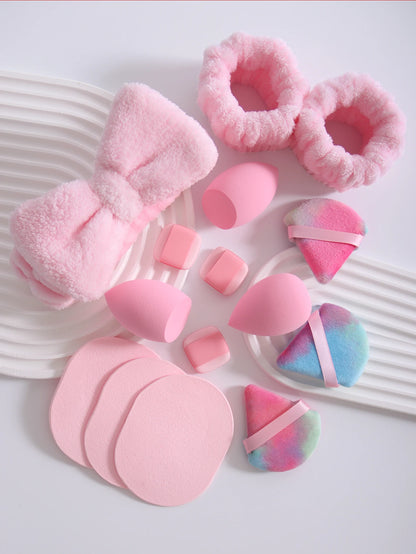 15 件套 Cosmetic Puff Makeup Sponge Blender Beauty Egg Foundation Sponges Puff Wash Face Headband Wristband Make up Accessories Beauty World Shop