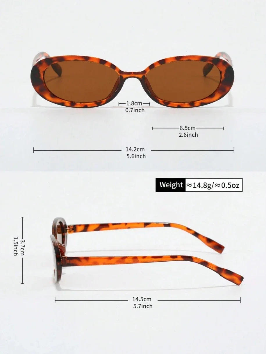 2pcs Vintage Small Frame Oval Shaped Plastic Sunglasses Outdoor Travel Beach Holiday UV Protection Fashionable Shade Travel Beauty Trend Shop