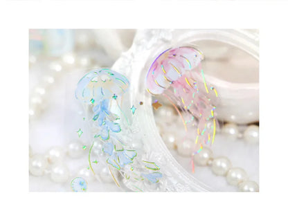 3pcs Kawaii Feather Dragonfly Bird Jellyfish Decorative Stickers Pack Scrapbooking Material Label Diary Phone Journal Planner Beauty World Shop