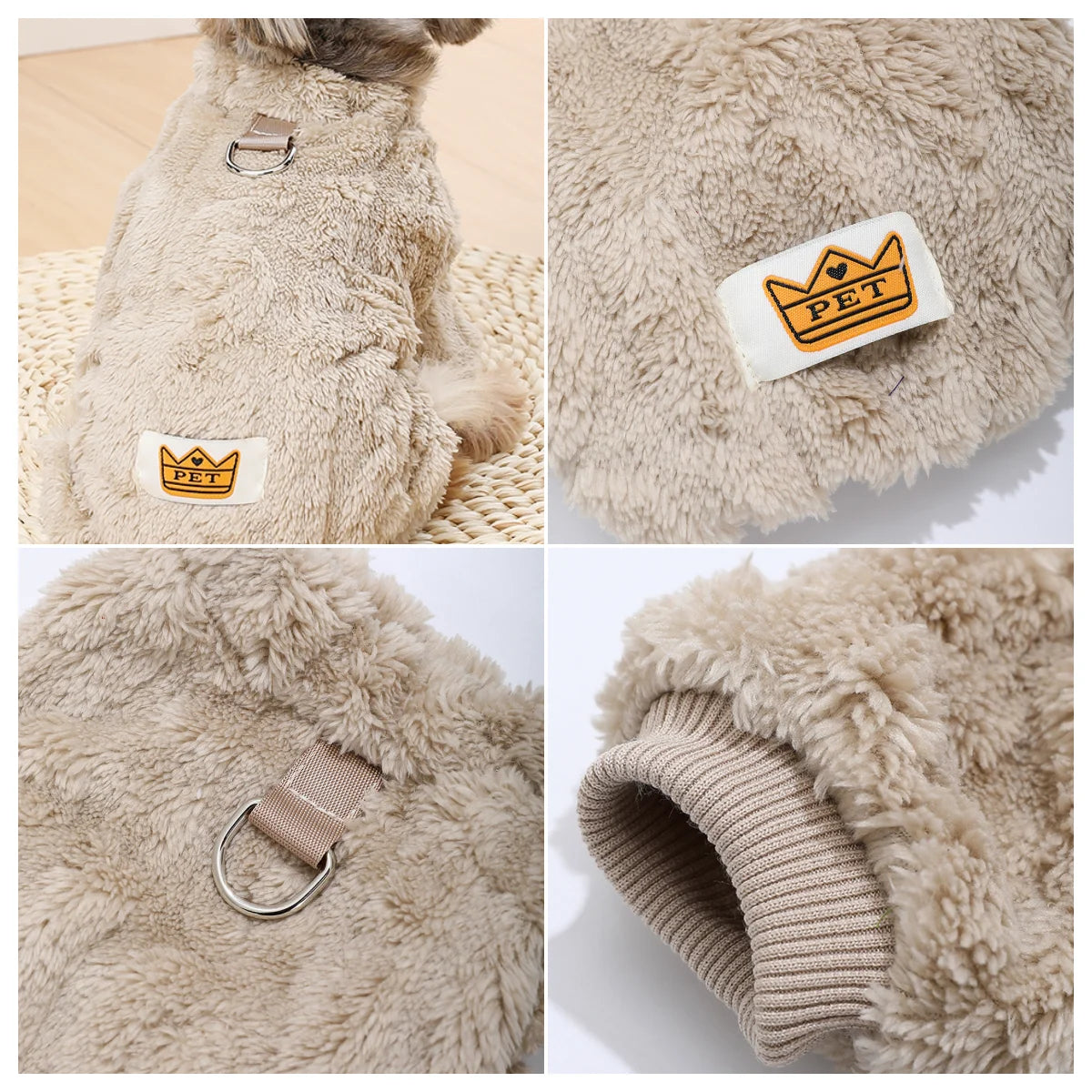 Soft Dog Clothes For Winter Warm Puppy Jumpsuit With D-ring Flannel Fleece Pets Sweater For Small Medium Dogs Yorkshire Pug Coat