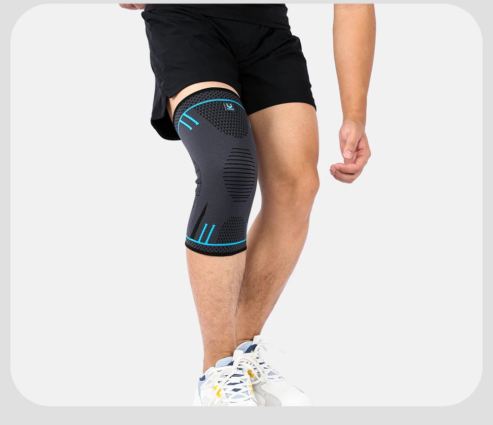 1 Pcs Compression Knee Support Sleeve Elastic Breathable Knee Pads Brace Springs Gym Sports Protector Basketball Volleyball Run Beauty World Shop