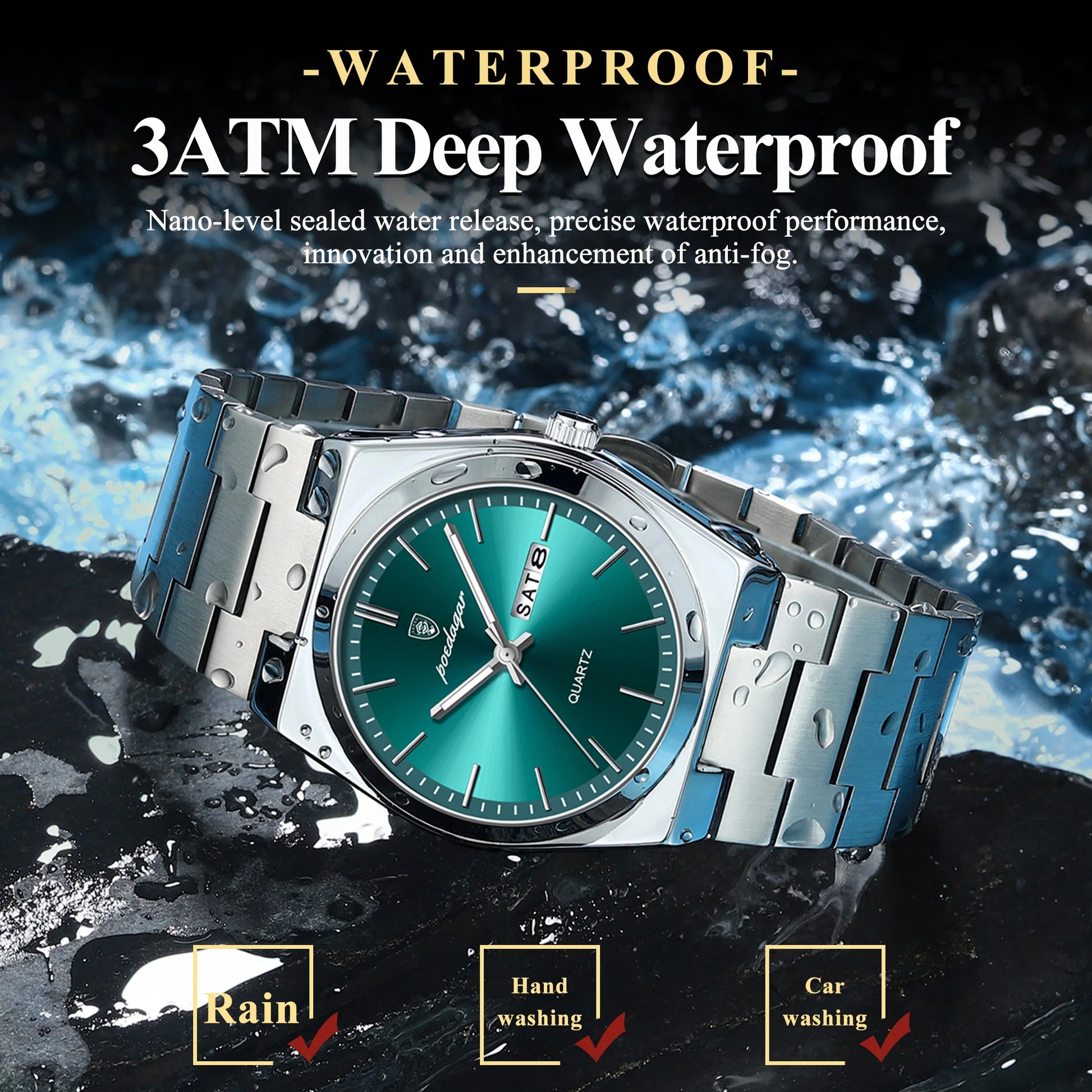 POEDAGAR Exquisite Business Men Watch Stainless Steel Waterproof Luminous Man Wristwatch Date Week Classic Men's Quartz Watches Beauty World Shop
