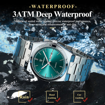 POEDAGAR Exquisite Business Men Watch Stainless Steel Waterproof Luminous Man Wristwatch Date Week Classic Men's Quartz Watches Beauty World Shop