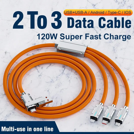 3 In 2 Type-C Mobile Phone Usb Fast Charging 66w Data Cable Suitable For iPhone Huawei OPPO Xiaomi Samsung Redmi Charging Cable Beauty World Shop
