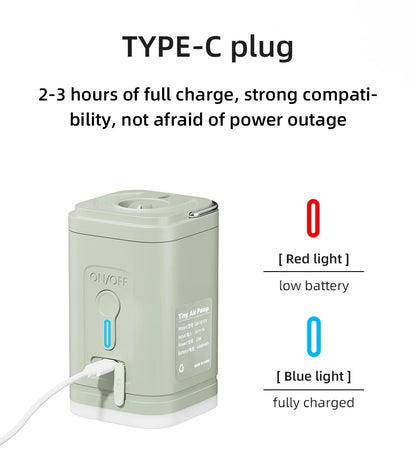 3 in 1 Electric Air Pump with Lights Mini Wireless Air Compressor USB Charging Inflator/Deflator Pumps for Outdoor Camping Beauty World Shop